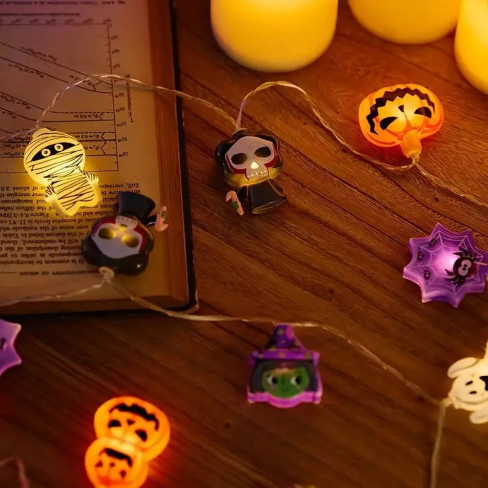 1PC 1.5M10LED/3M20LED Halloween Battery Box 8-Element Light String,Without Battery,Used for Halloween,Autumn Harvest Decoration